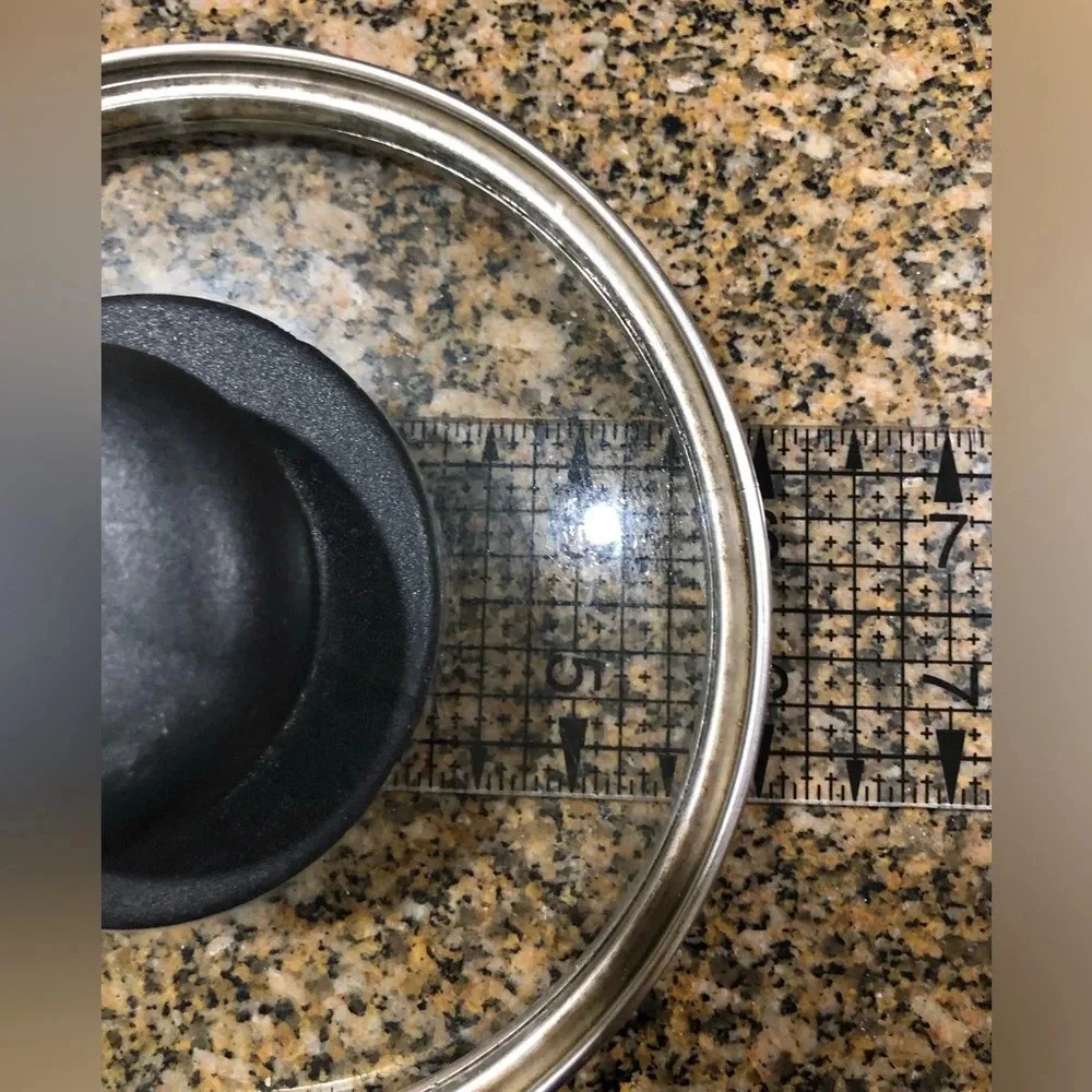 VTG REPLACEMENT GLASS METAL BLACK LID FOR SAUCE PAN APROX 6